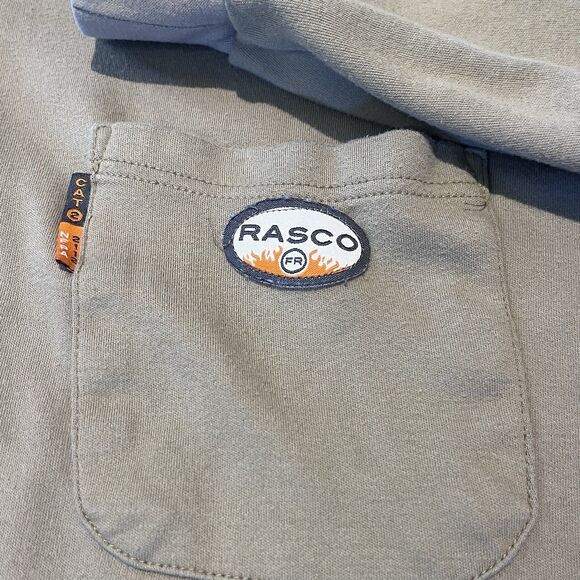 Rasco FR Flame Resistant T Shirt Men 4XL Khaki 1/4 Button CAT2 NFPA 2112 Cotton - Picture 3 of 7